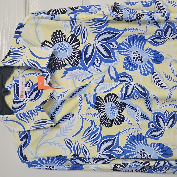 Jude Connally Long Sleeve V-neck Collar Tunic: Blue/Yellow Floral: Size- L - Picture 2 of 15